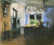 Harriet Backer Ved lampelys painting